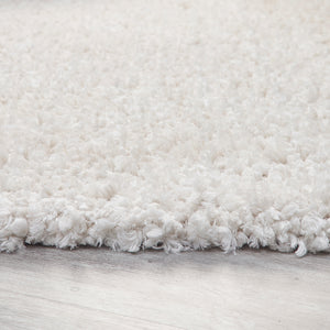 Cream Luxurious Microfibre 4cm Shaggy Rug - Portland