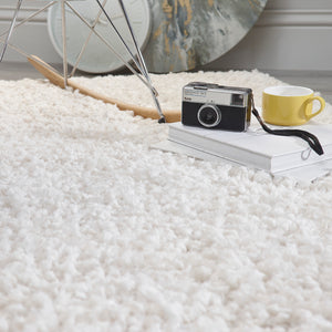 Cream Luxurious Microfibre 4cm Shaggy Rug - Portland