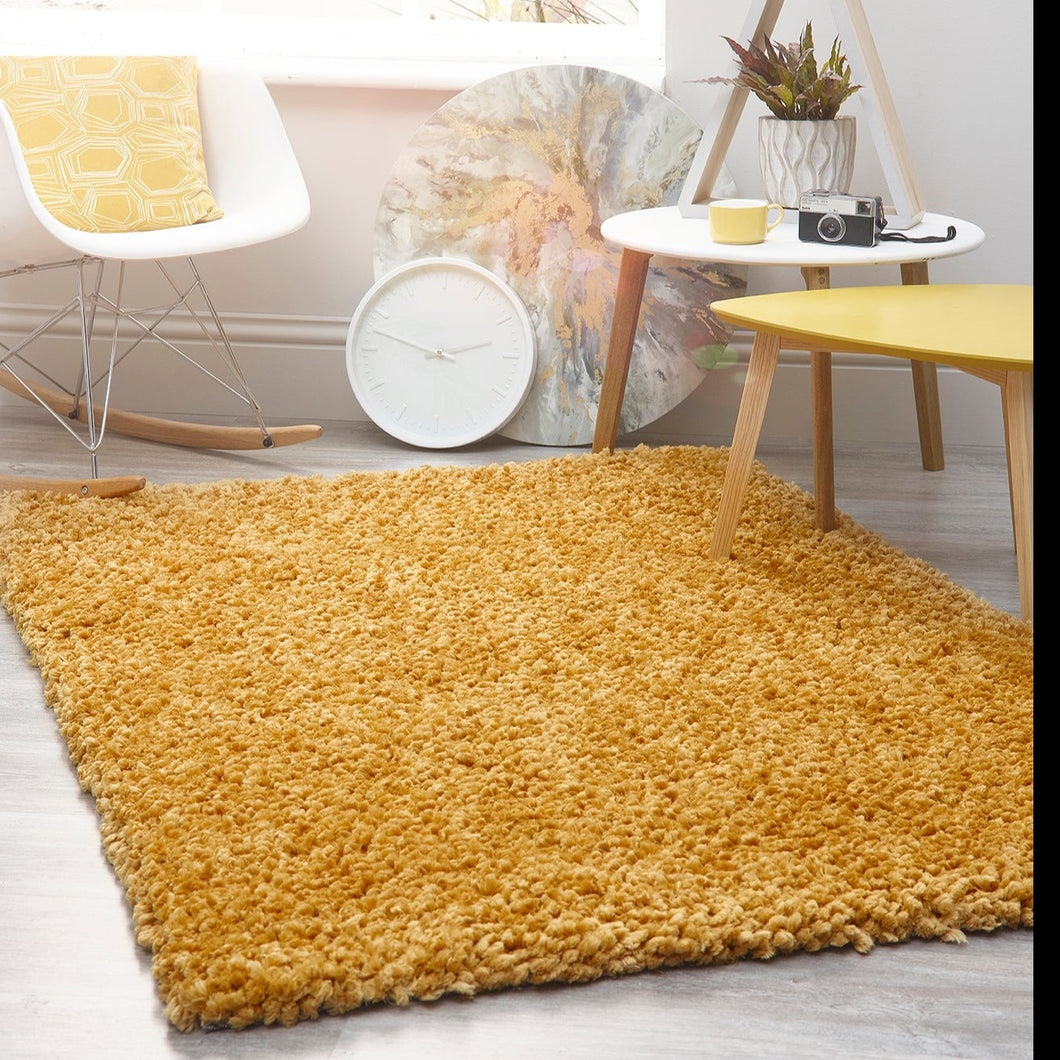 Ochre Microfibre 4cm Shaggy Rug - Portland