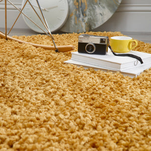 Ochre Microfibre 4cm Shaggy Rug - Portland