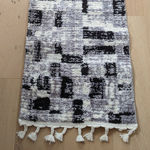 Long Grey Fringed Shaggy Runner Rug - Lush