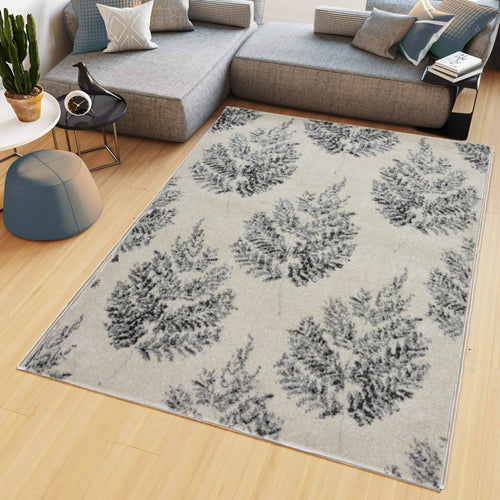 Ivory and Grey Scandi Living Room Rug - Perth