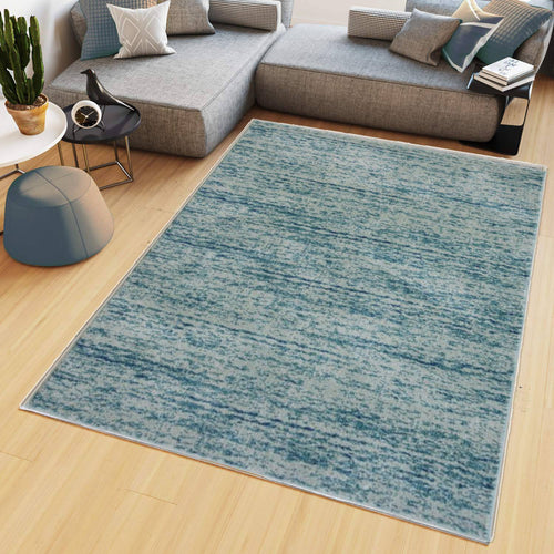 Blue Scandi Striped Living Room Rug - Perth