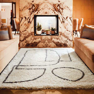 White and Grey Microfibre Picasso Area Rug - Artisan