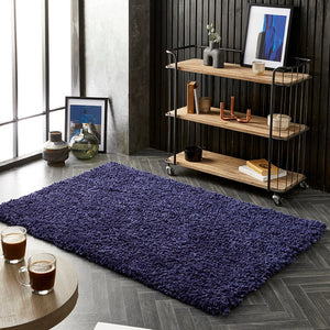 Navy Blue Microfibre 4cm Shaggy Rug - Portland