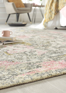 Vintage Pink and Ochre Traditional  Rug - Vogue