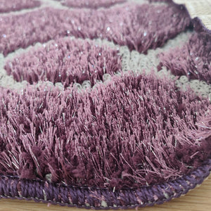 Purple Geometric Non Slip Latex Washable Shaggy Rug - Smart