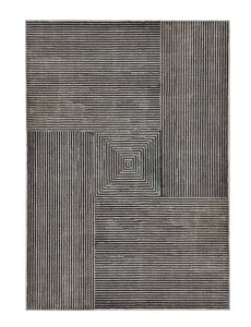 Charcoal Geometric Carved Living Room Rug - Pyramid