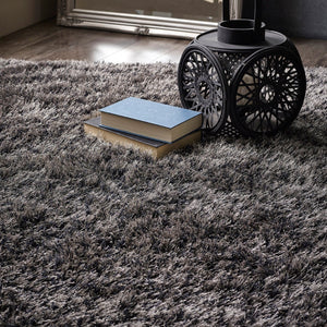 Charcoal 6cm Deep Microfibre Shaggy Rug - Ritzy