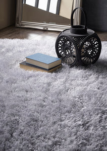 Luxurious Silver 6cm Microfibre Shaggy Rug - Ritzy