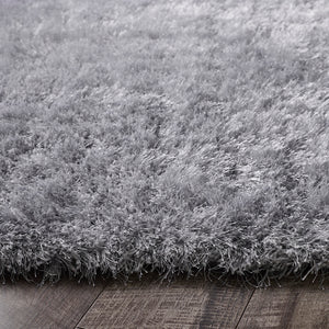 Luxurious Silver 6cm Microfibre Shaggy Rug - Ritzy