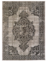 Load image into Gallery viewer, Grey and Black Quality Medallion Rug - Saville