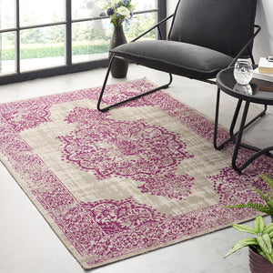 Raspberry Traditional Medallion Rug - Saville