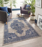 Blue Traditional Flatweave Medallion Rug - Saville