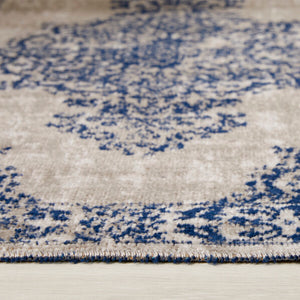 Blue Traditional Flatweave Medallion Rug - Saville