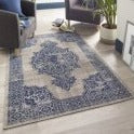 Blue Traditional Flatweave Medallion Rug - Saville