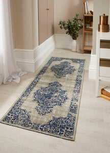 Blue Traditional Flatweave Medallion Rug - Saville