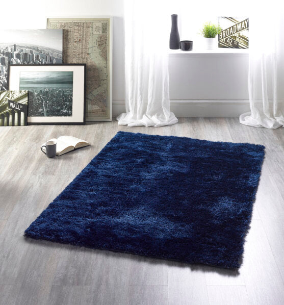 Indigo Blue 4.5cm Shaggy Rug - Shimmer