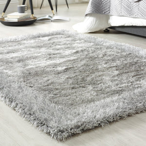 Deep Grey Bordered 4.5cm Shaggy Rug - Shimmer