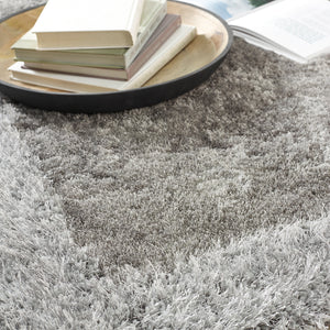 Deep Grey Bordered 4.5cm Shaggy Rug - Shimmer