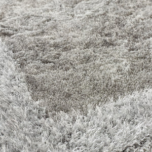 Deep Grey Bordered 4.5cm Shaggy Rug - Shimmer