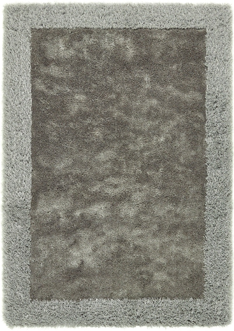 Deep Grey Bordered 4.5cm Shaggy Rug - Shimmer