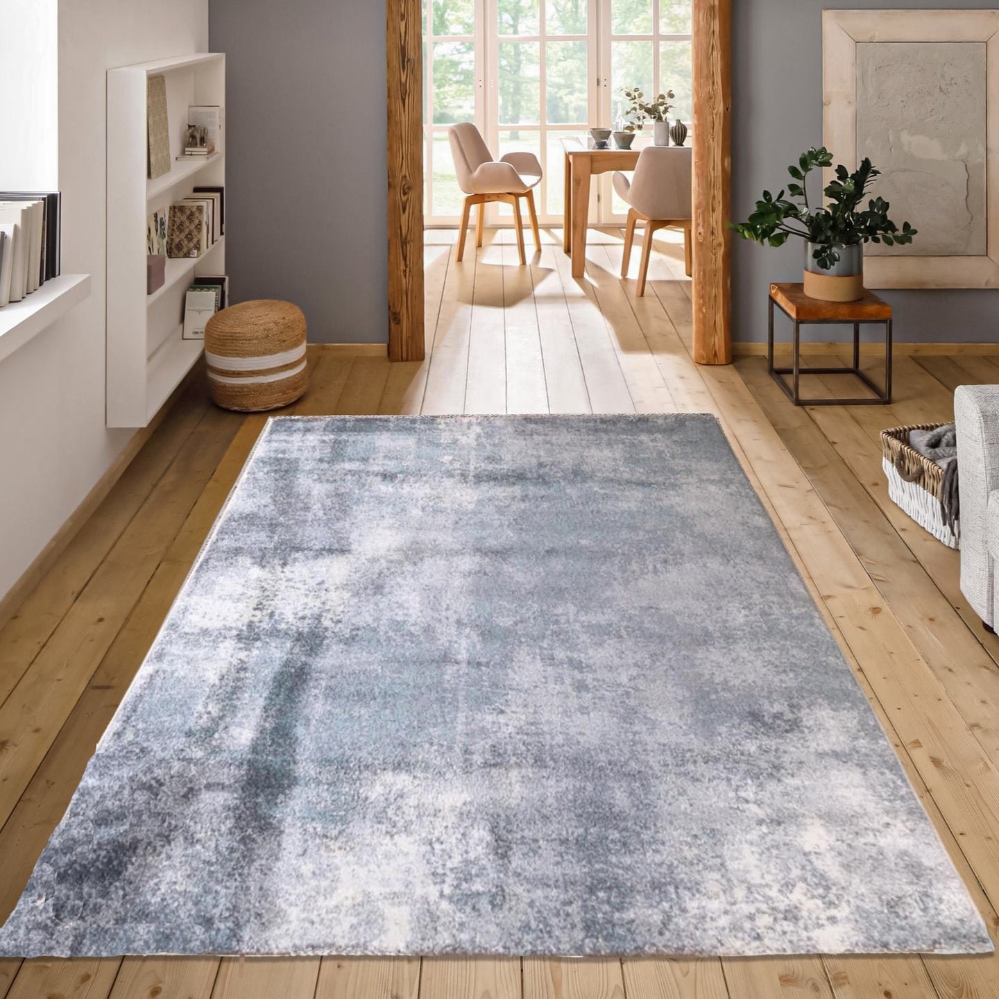 Grey Abstract Living Room Rug - Sundby