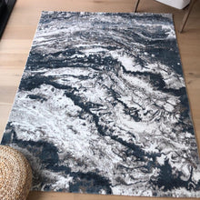 Load image into Gallery viewer, Navy Blue Abstract Living Room Rug - Tuscana