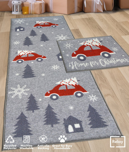 Christmas Car Runner & Doormat Set - Deco
