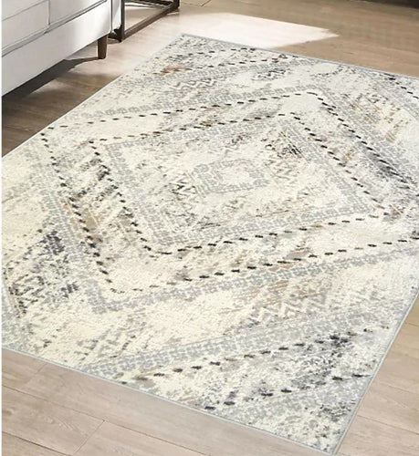 Grey Tribal Soft Touch Designer Area Rug - Dorsey