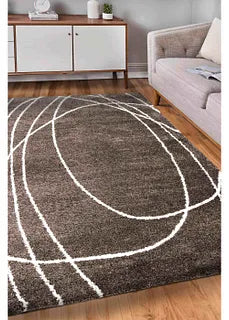 Taupe Soft Squiggle Shaggy Rug - Arteen