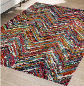 Designer Multicoloured Chevron Living Room Rug - Perth