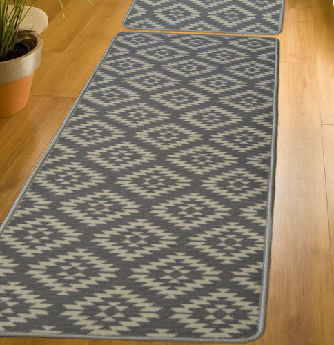 Grey Moroccan Non Slip Dirt Cather Runner & Doormat - Matre