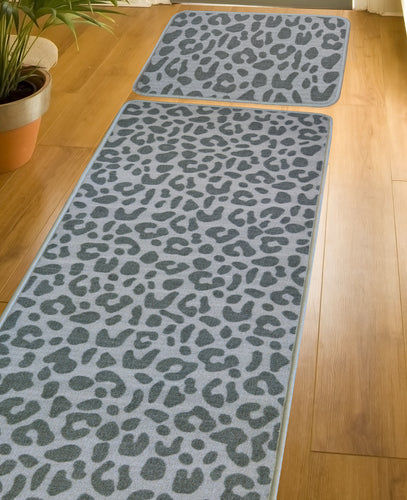 Grey Leopard Print Doormat and Runner Rug - Matre