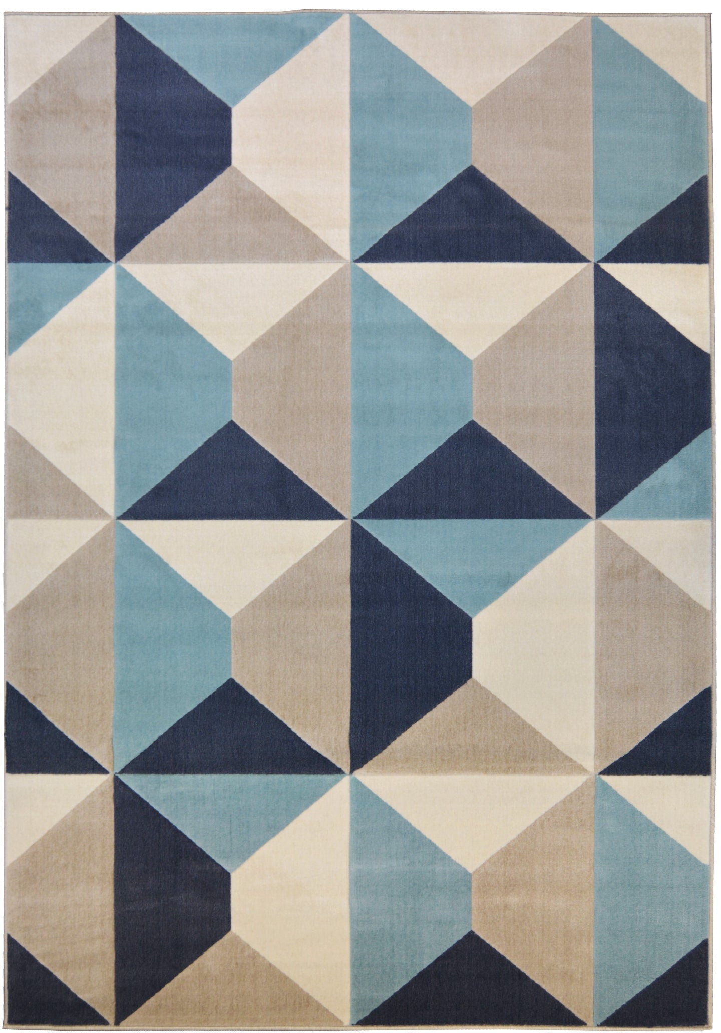 Teal Blue & Grey Geometric Flatweave Rug - Ballina