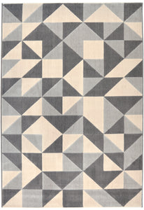 Grey 3D Print Geometric Flatweave Rug - Ballina