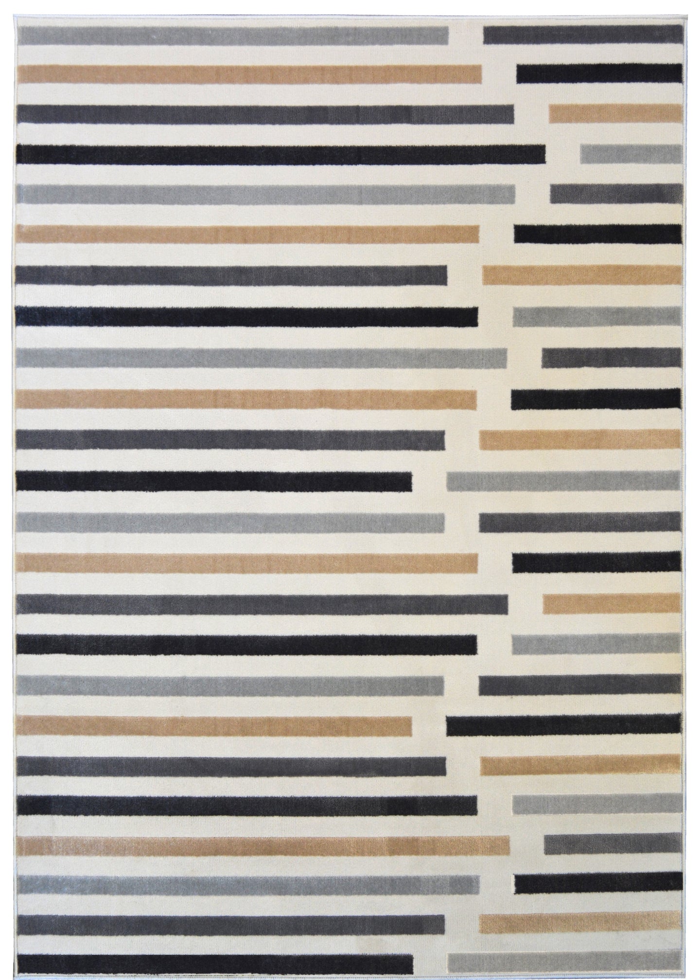 Grey Scandi Striped Living Room Rug - Dorsey