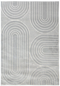 Retro Grey Geometric Living Room Rug - Dorsey