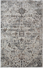 Load image into Gallery viewer, Grey Traditional Damask Living Room Rug - Dorsey