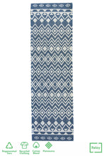 Load image into Gallery viewer, Blue Aztec Recycled Cotton Living Room Rug - Regen