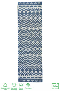 Blue Aztec Recycled Cotton Living Room Rug - Regen