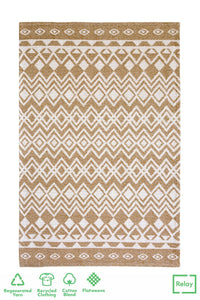 Gold Aztec Recycled Cotton Living Room Rug - Regen