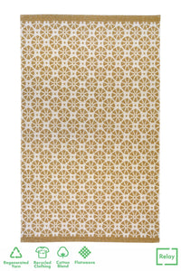 Ochre Moroccan Recycled Cotton Living Room Rug - Regen