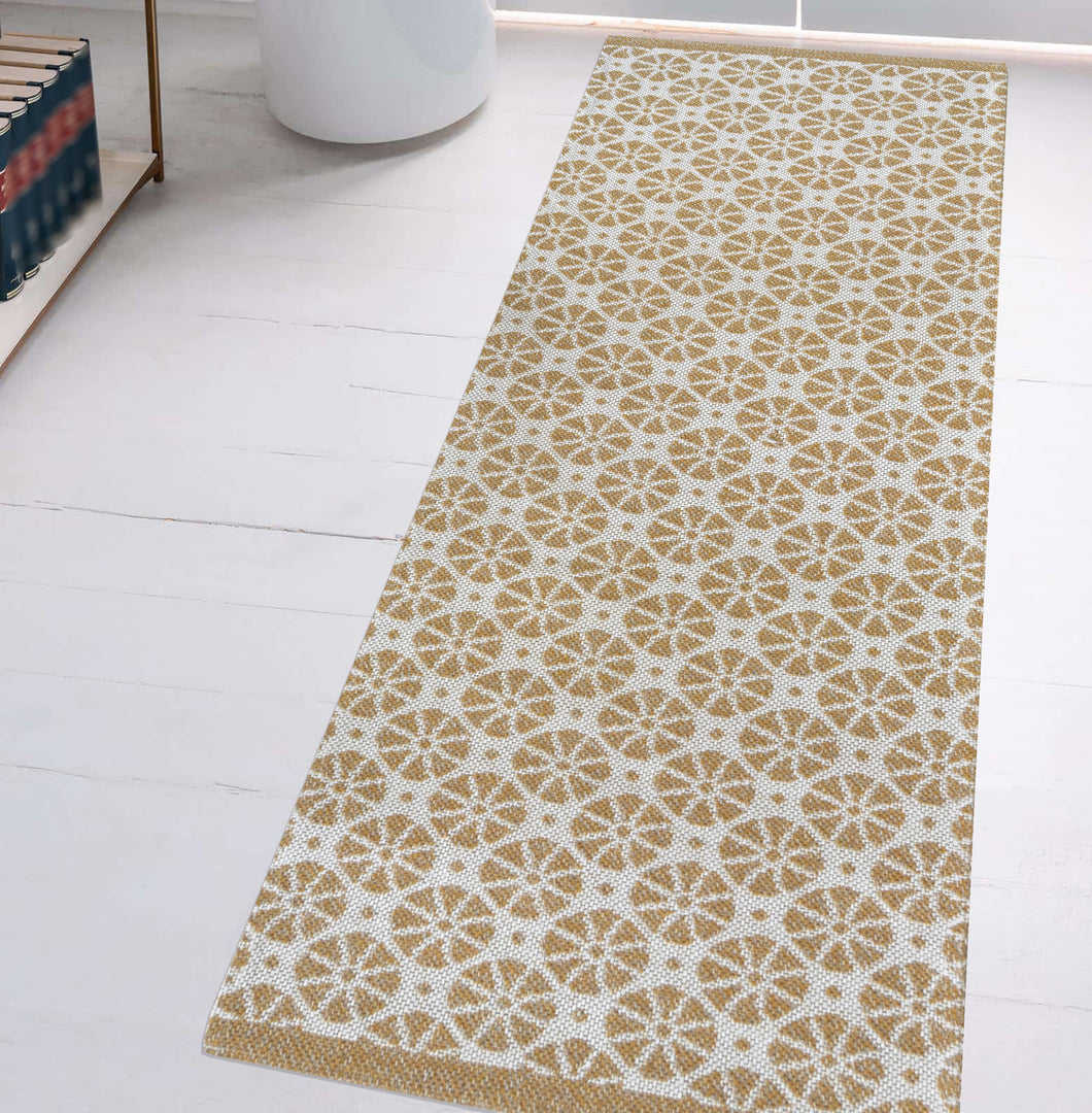 Ochre Moroccan Recycled Cotton Living Room Rug - Regen
