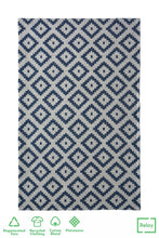 Load image into Gallery viewer, Navy Recycled Cotton Geometric Flatweave Rug - Regen