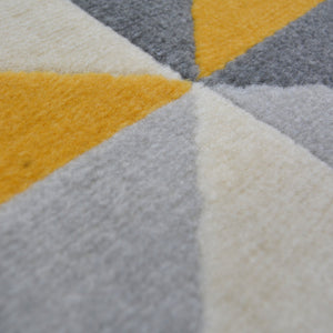 Mustard Yellow & Grey Geometric Flatweave Rug - Ballina