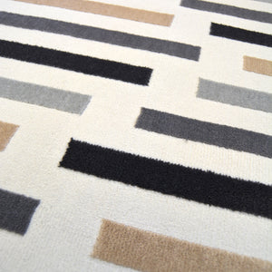 Grey Scandi Striped Living Room Rug - Dorsey