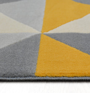 Mustard Yellow & Grey Geometric Flatweave Rug - Ballina