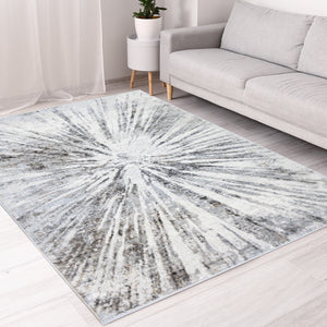 Grey Sunburst Flatweave Living Room Rug - Dorsey