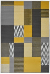 Ochre Patchwork Living Room Rug - Islay